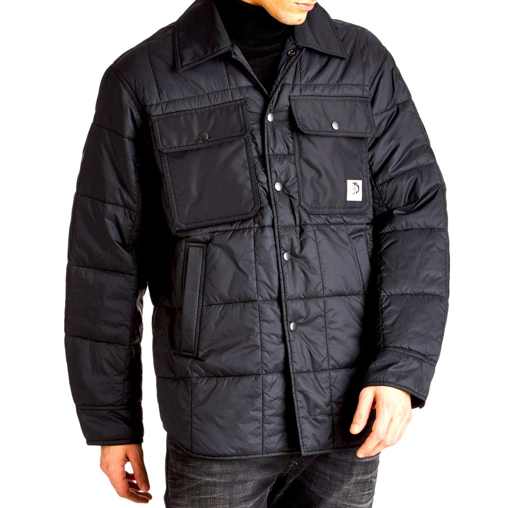 Diesel J-Welles Men's Quilted Puffer Nylon Jacket Black Small Oversized New